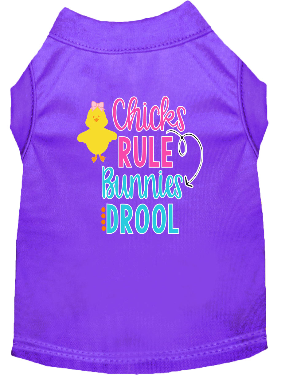 Chicks Rule Screen Print Dog Shirt Purple Lg